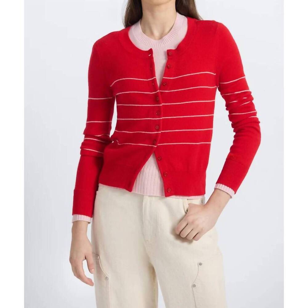 NEW DEREK LAM vernon double layer twinset cardigan in rouge